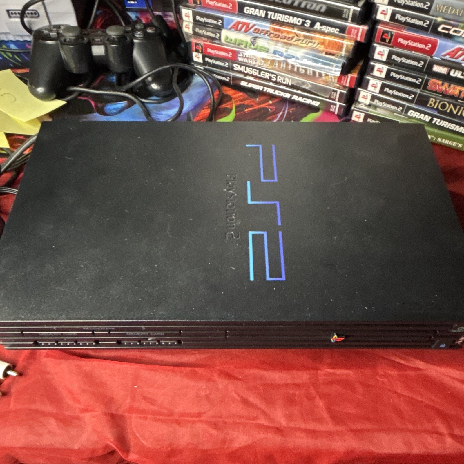 Sony PlayStation 2 PS2 Black Console w/ 2 Wired Controllers NTSC-U/C 480i