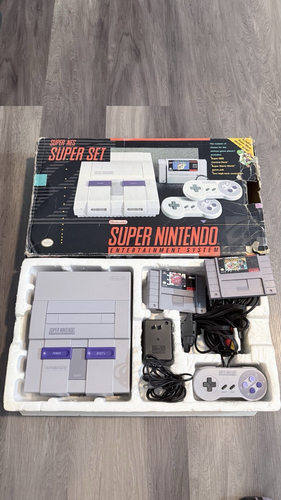 SNES Original Console CIB – Matching Serial Number Box – Tested