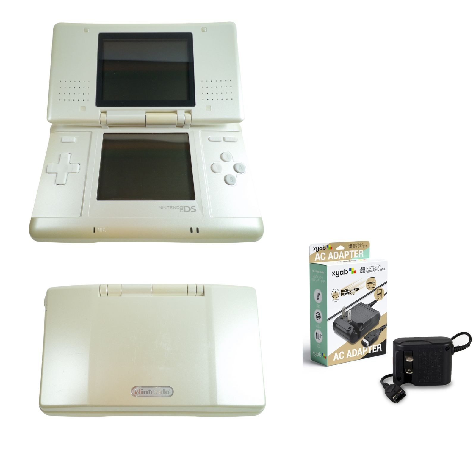 White Nintendo DS NTR-001 with Stylus + NEW Battery / Charger – Works, READ DESC