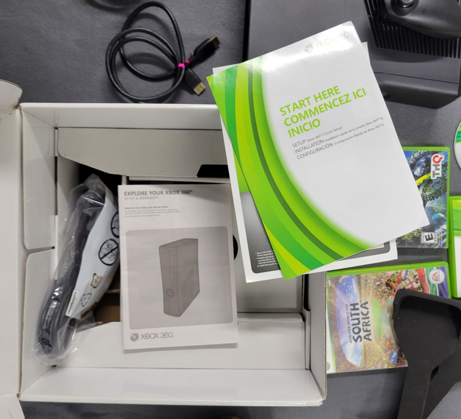 Xbox 360 Slim Console Bundle 15 Games Box Controller Fifa World Cup Model 1439