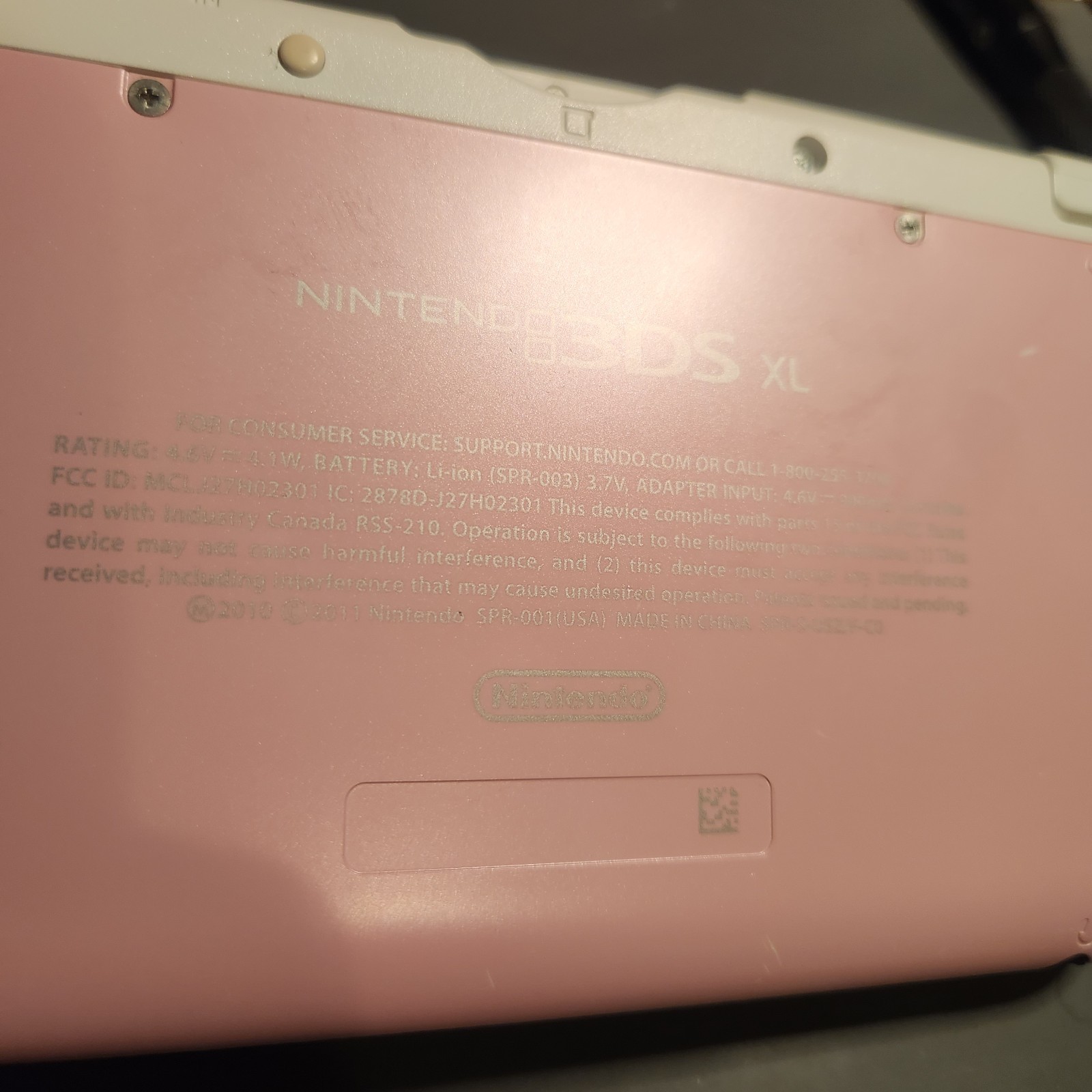 Nintendo 3DS XL White & Pink Handheld System w/Charger FREE Ship!