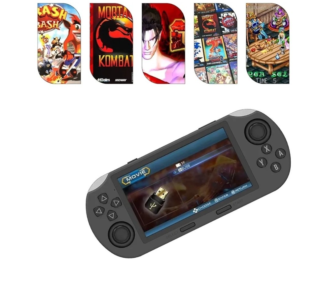 SF3000 Handheld Game Console 4.5in IPS Display, 20000+ Games, Gray/Black