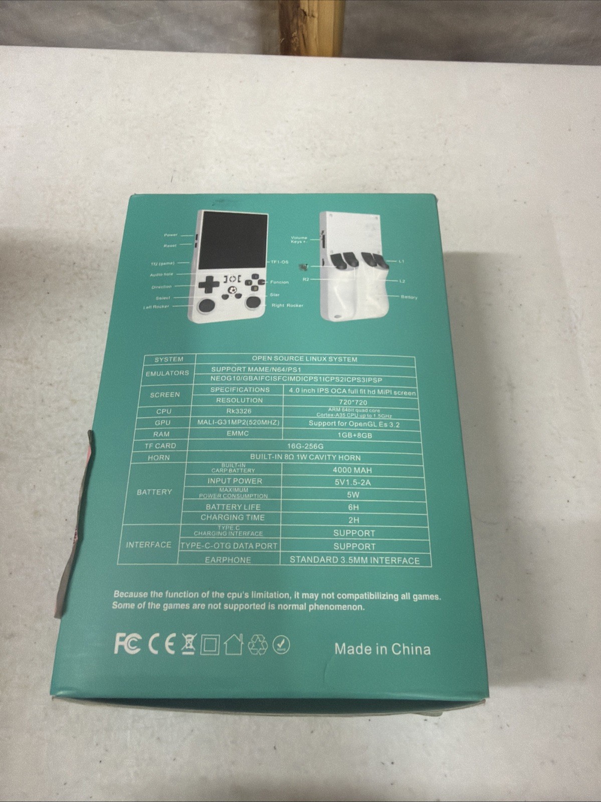 Open Source R36MAX 4000mAh Portable Recharge Handheld Retro Game Console White