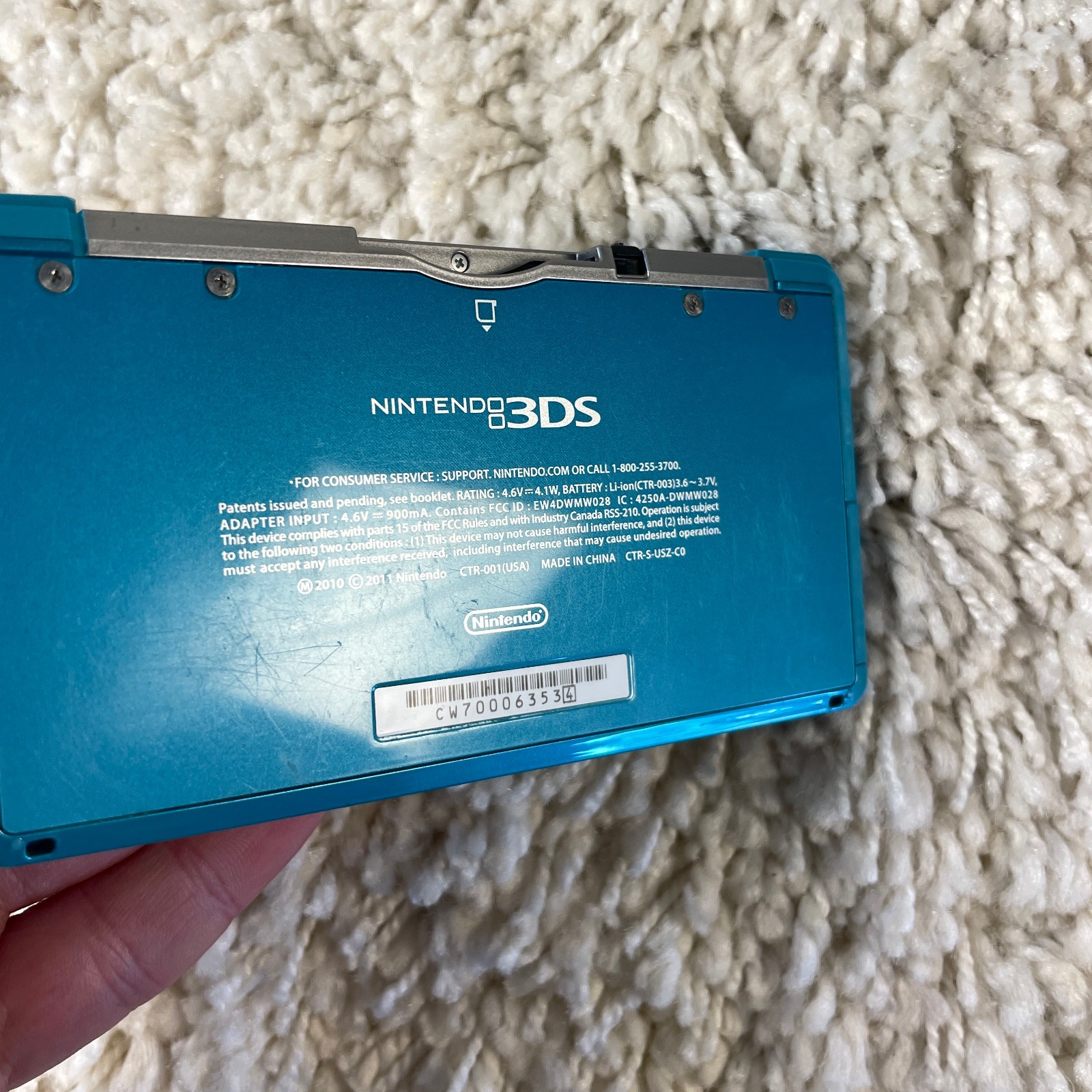 Nintendo 3DS Aqua Blue Handheld Handheld Console System CTR-001 Tested