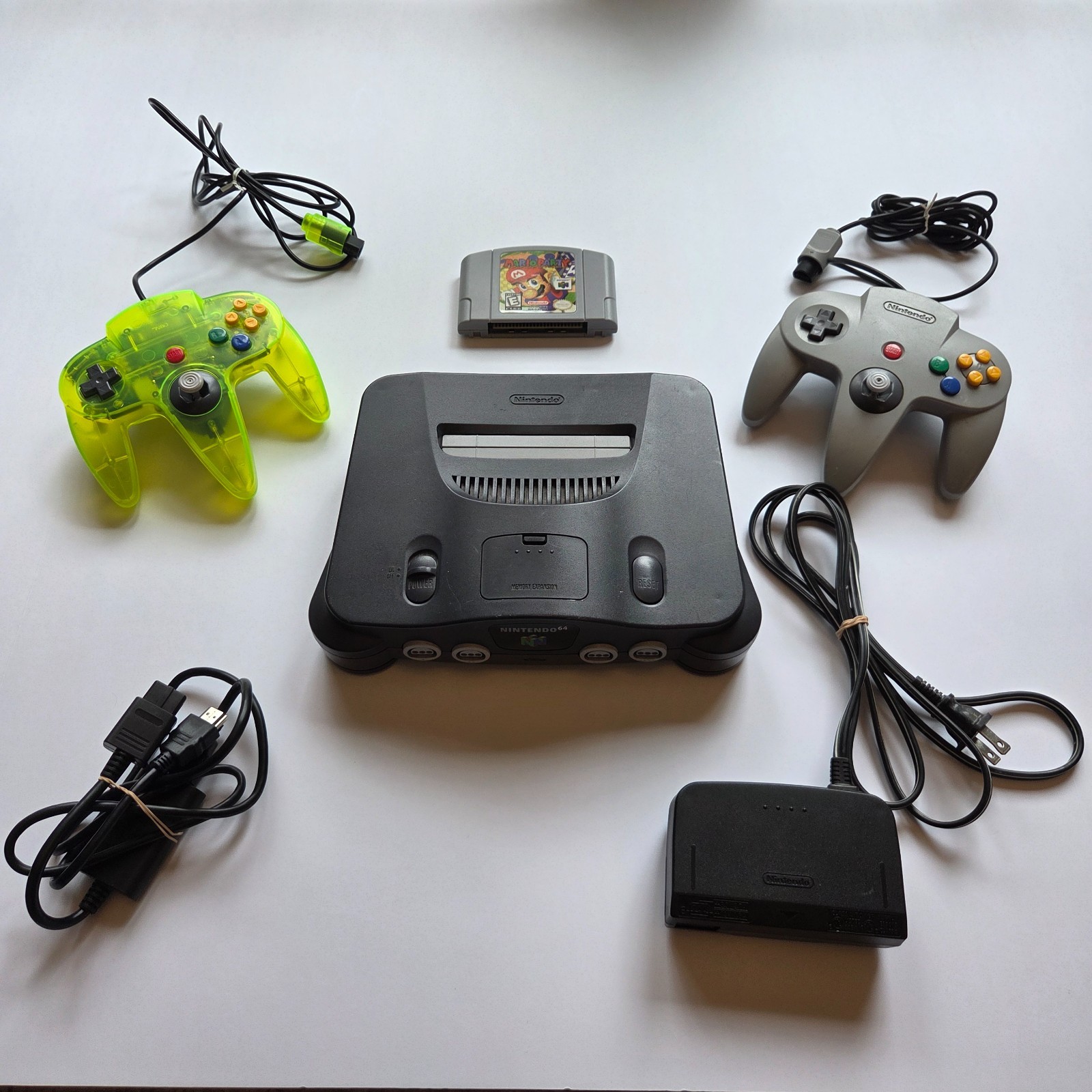 Nintendo N64 System w/ Mario Party Game 2 Controllers & Accessories Tested Works