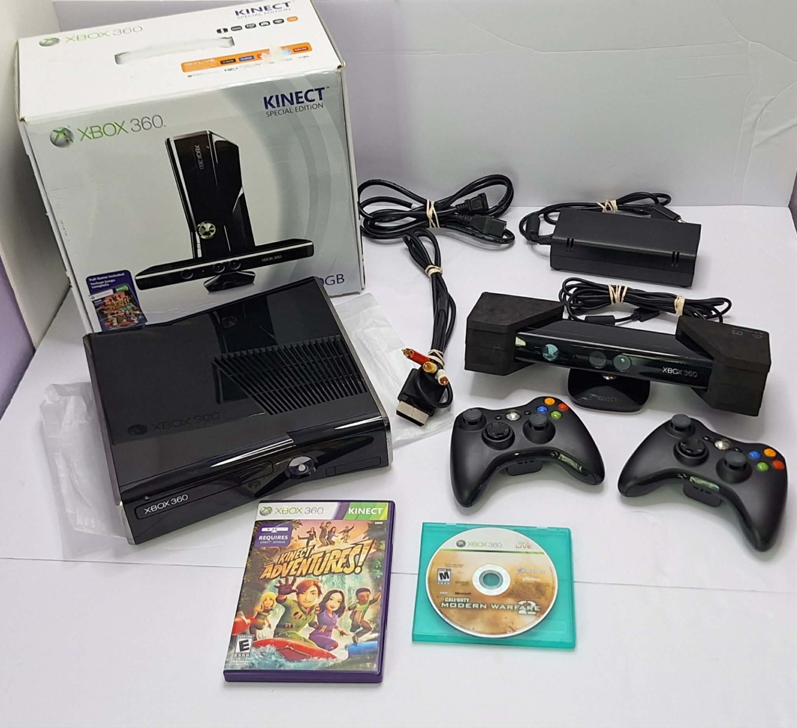 Xbox 360 S – Matte Black Model 1439 W/ 250g HD Controller Power And Games
