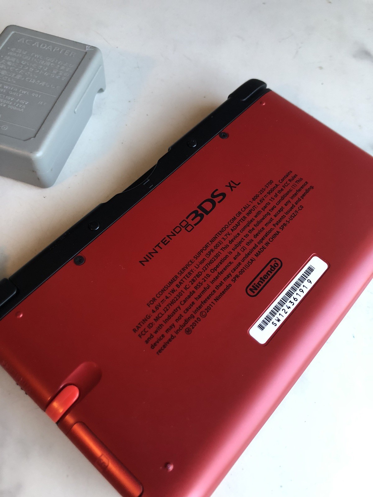 Nintendo 3DS XL Red Console SPR-001 US Version TESTED Stylus Bravely Default