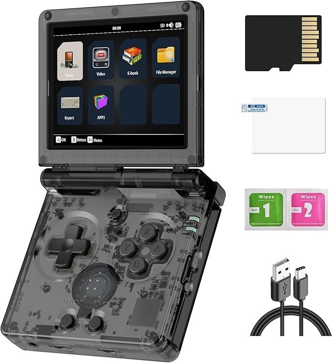 RG35XXSP Handheld Game Console, 3.5″ IPS Fold Screen Linux System 10155 Games
