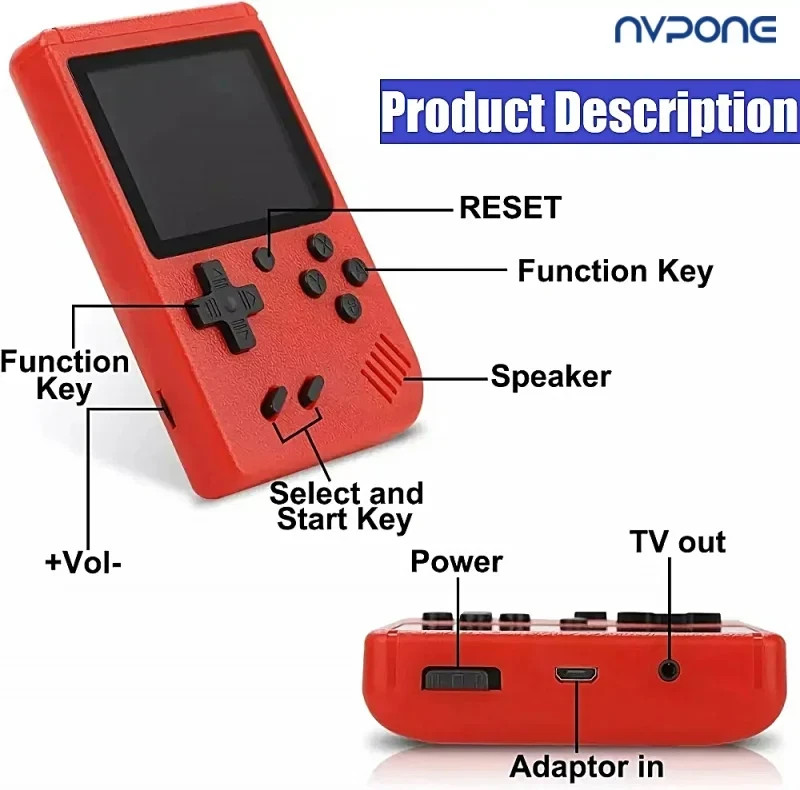 Portable Handheld Game Player Retro Game Console Built-in 400 Games Party