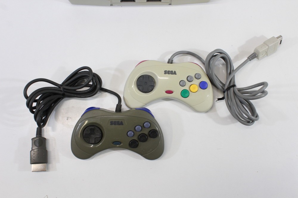 SEGA Saturn White Console Controller x2 AC AV HST-3220 SS JP Japan WORKING #5