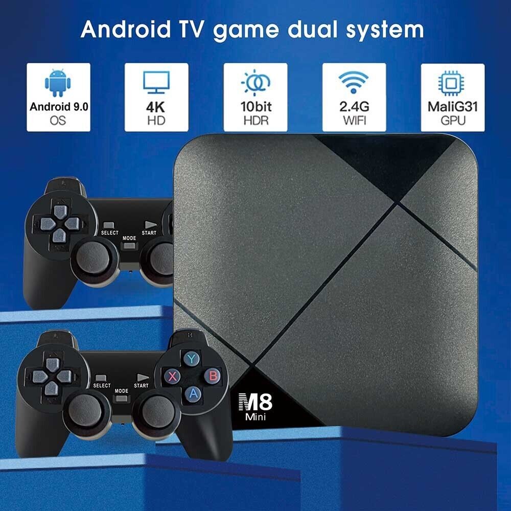 Android 9.0 Dual System HD TV BOX Video Game Console 64GB 10000 Games Gamepad