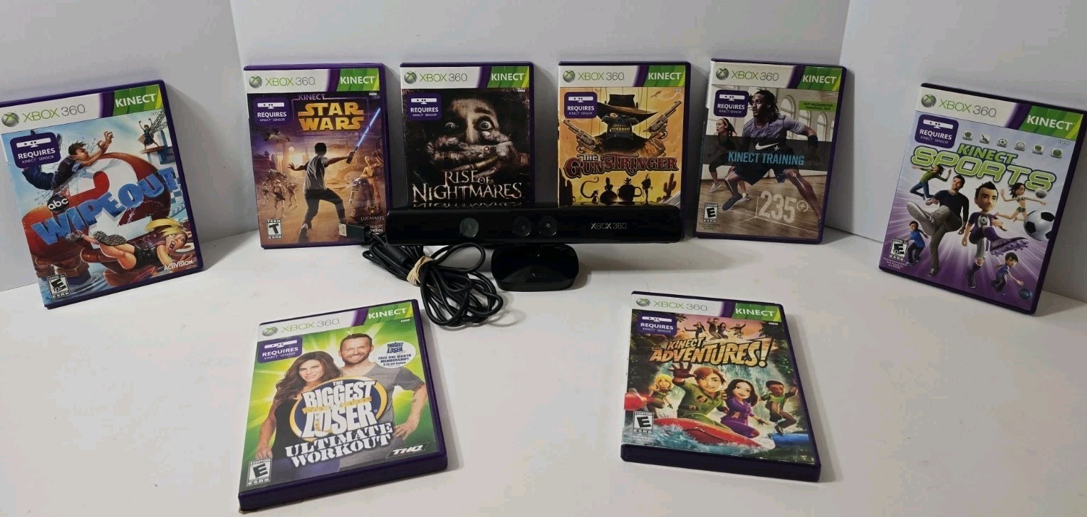 Xbox 360 Kinect Bundle With 8 Games! ALL GAMES TESTED! SHIPS FREE 🔥