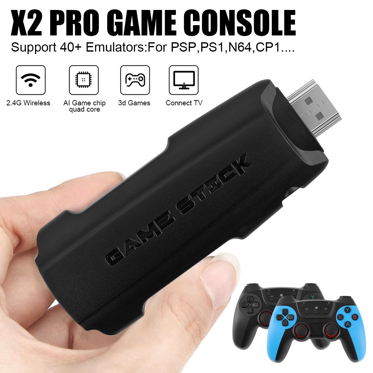 Video Game Console Retro 40000+ Games TV Stick 4K HDMI & 2 Wireless Controller~