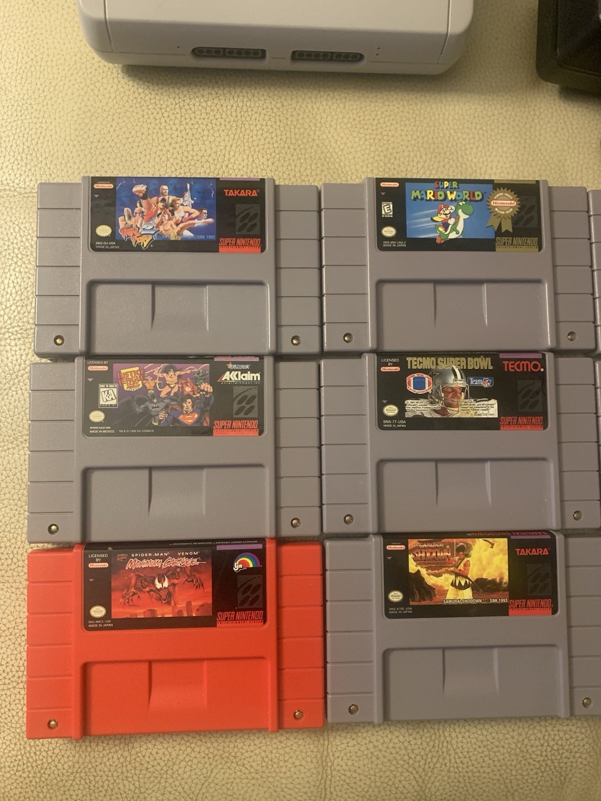 Super Nintendo SNES JR Console SNS-101 Bundle With 10 Games And 2 Controllers.