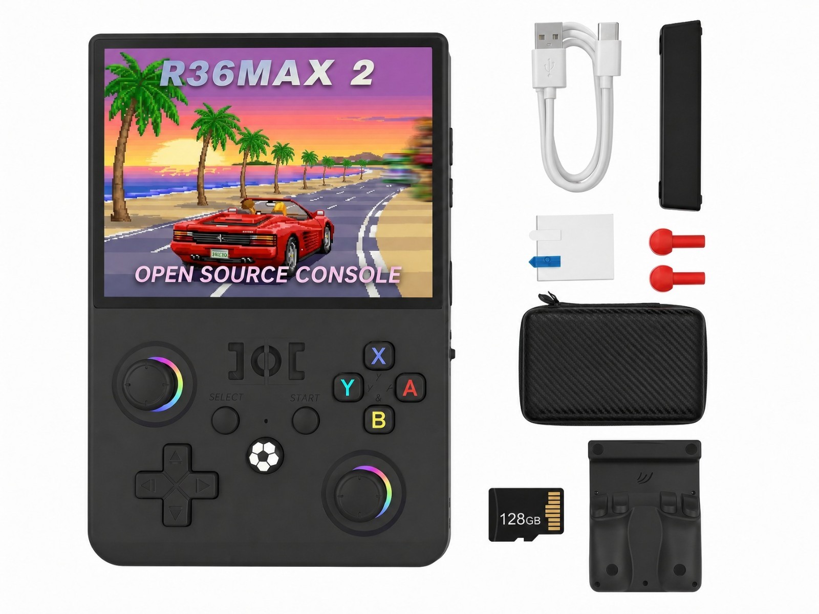 R36 Max 2 128GB Retro Handheld Game Console 4.5″ IPS WiFi Linux Portable Gaming