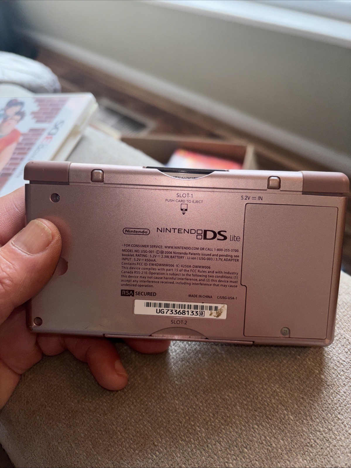 Nintendo DS Lite Handheld Game Console Only USG-001 Coral Pink With Game #25