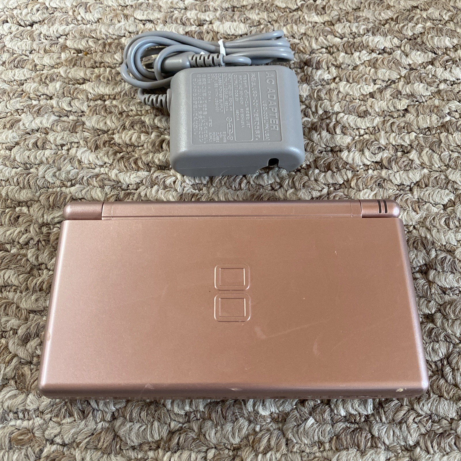 Nintendo DS Lite Metallic Rose Pink Handheld USG-001 W/ Charger Tested USA