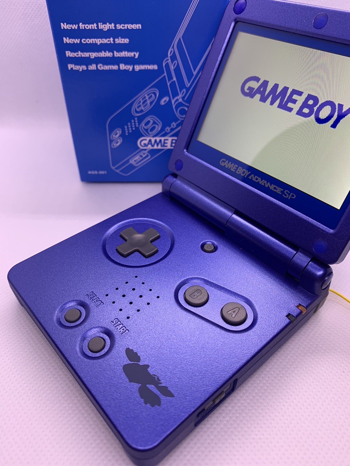 Kyogre GBA SP Gameboy Advance SP IPS V2 – Charger, Custom Power LED & EYE
