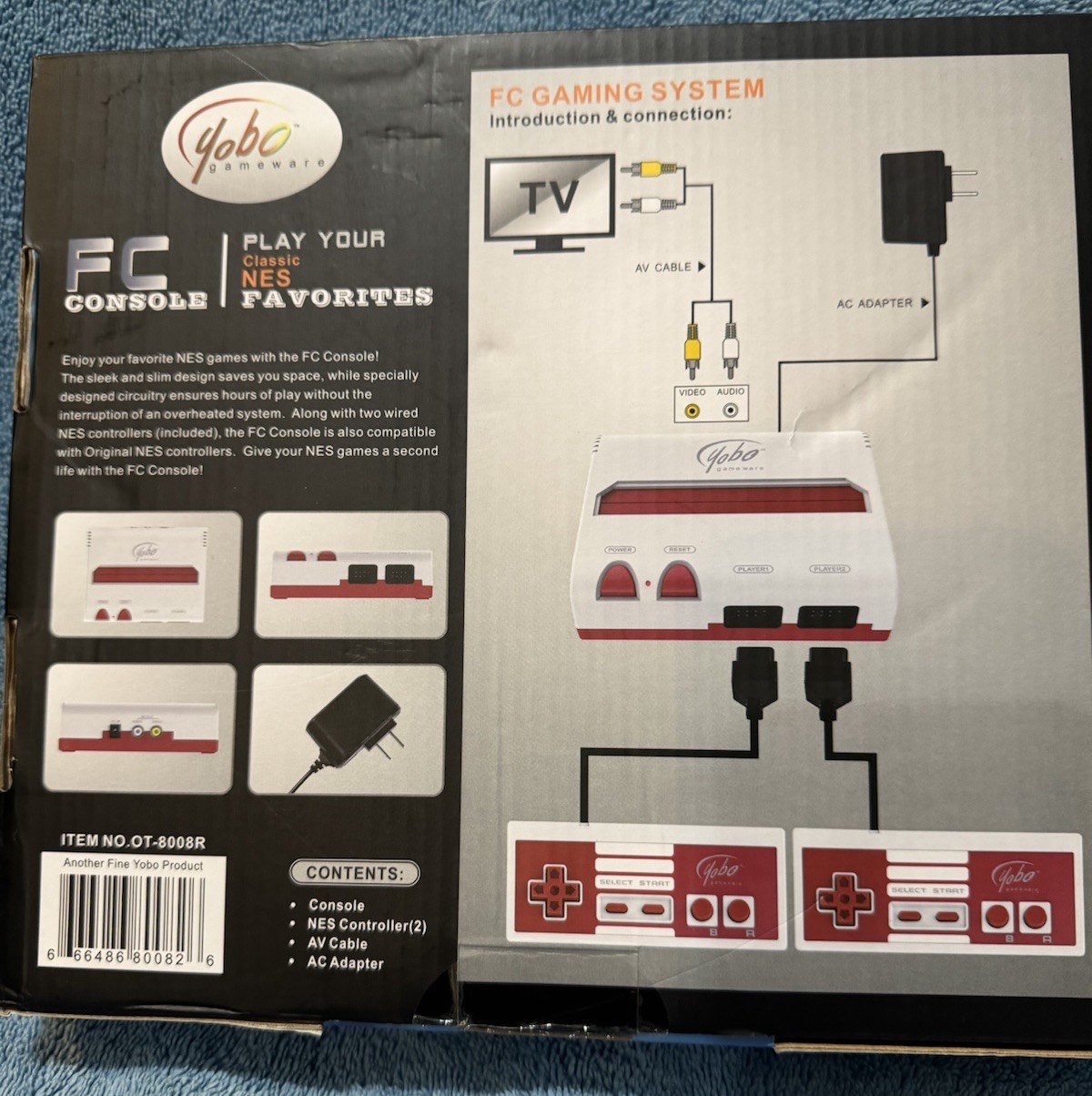 Red & White Yobo Fc Video Game System to play NES 8 Bit Nintendo Games New