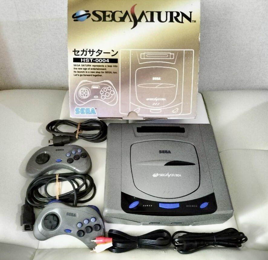 Sega Saturn Console Gray HST-0004 with 2 controllers Japanese Version tested