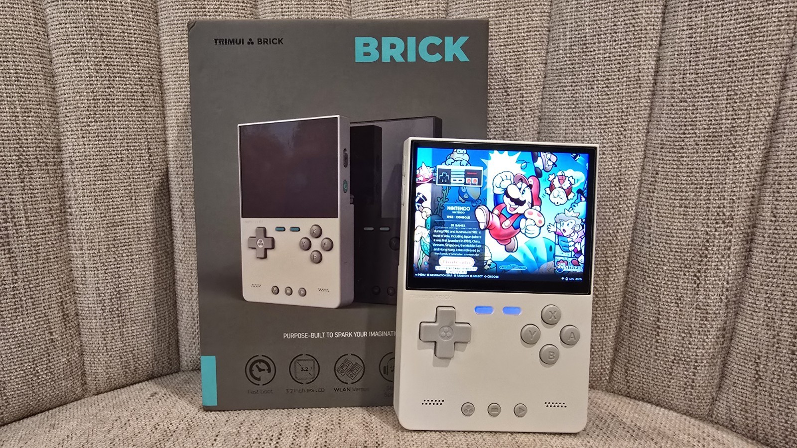 TrimUI Brick White Open Source Handheld Game Console with 64GB KNULLI firmware