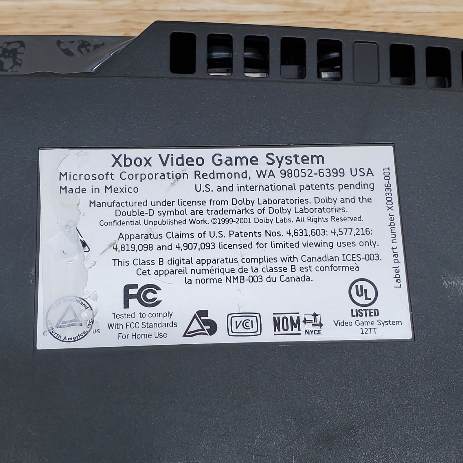 Microsoft Original Xbox Console Only, Not Working – FOR PARTS OR REPAIR