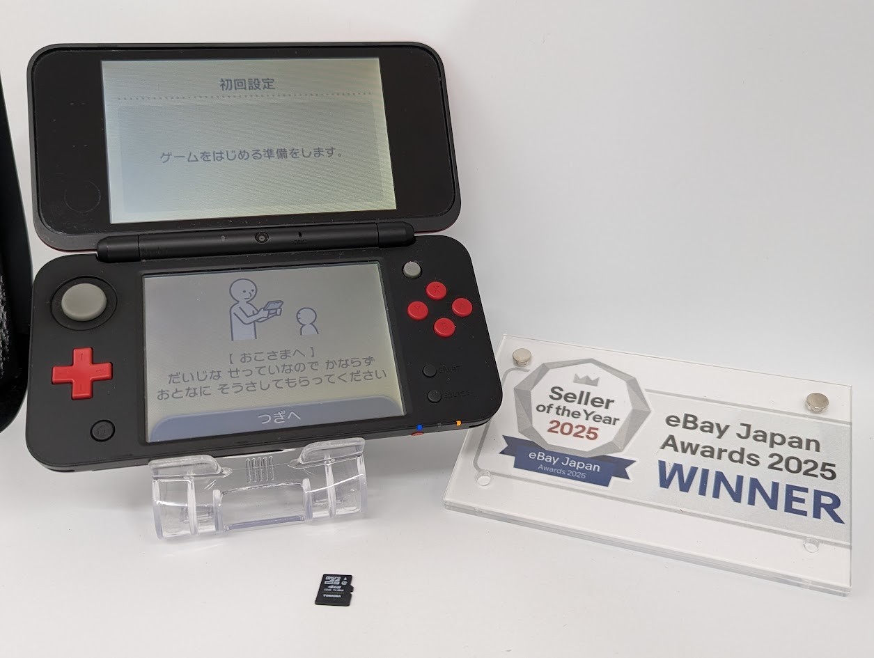 B7029 Nintendo new 2DS console LL XL Mario Kart Black x Red Japan w/memory fx