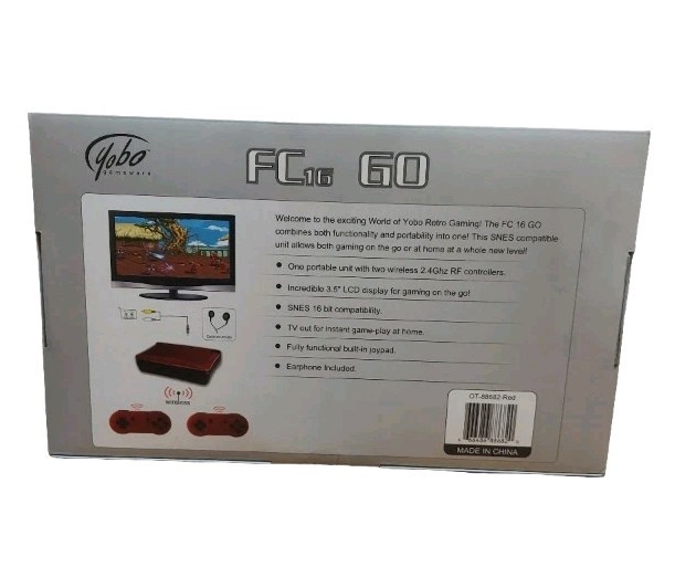 YOBO FC16 GO Handheld SNES Console RED Plays Super Nintendo Cartridges NEW