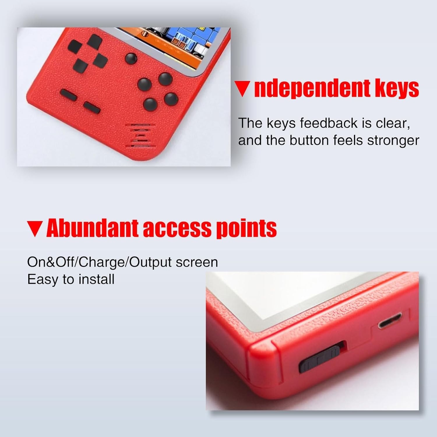 Built in 500 Classic Games Handheld Retro Video Game Console Double Game Gift US