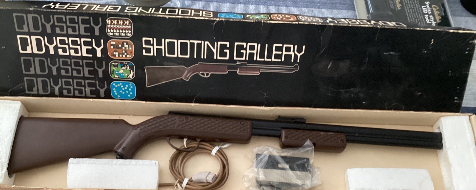 RARE Magnavox Odyssey Shooting Gallery Rifle Set in Box w/ Cards 9 + 10