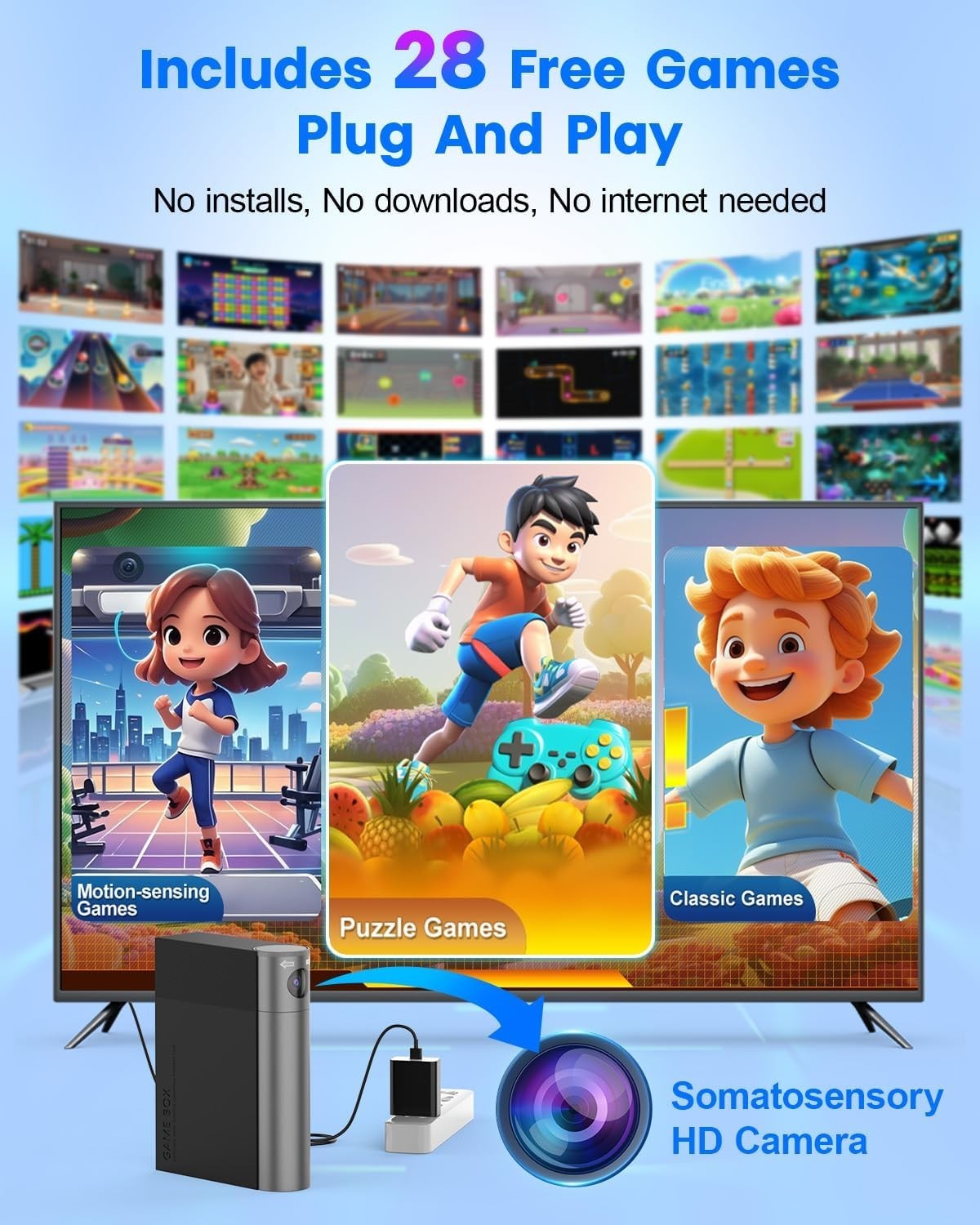 MetFut AR Motion Gaming Console for Kids – Plug & Play Video Game