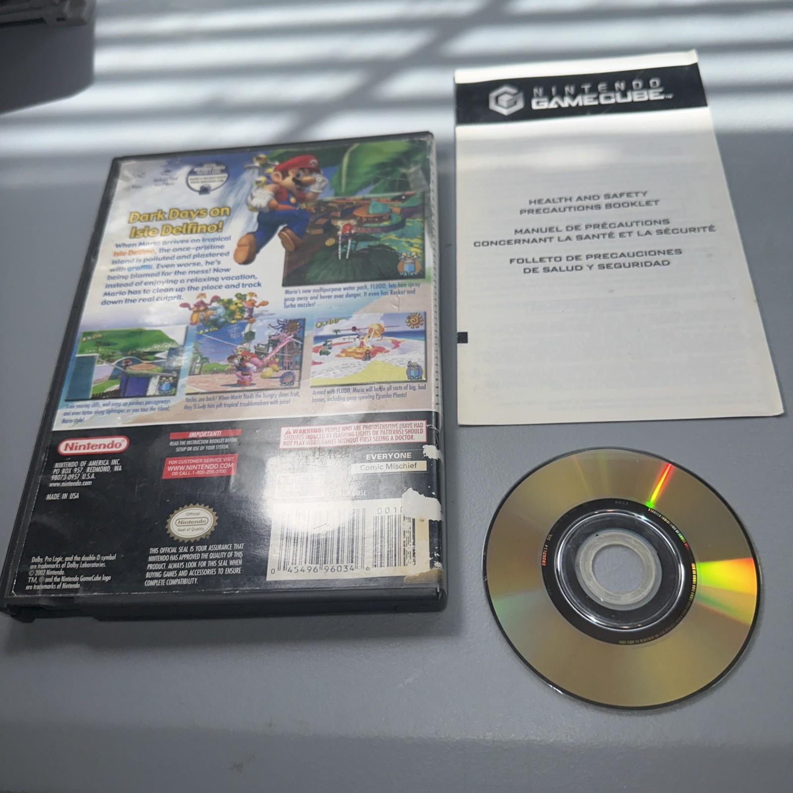 Super Mario Sunshine (Nintendo GameCube, 2002) Tested / No Manual Polished Disc