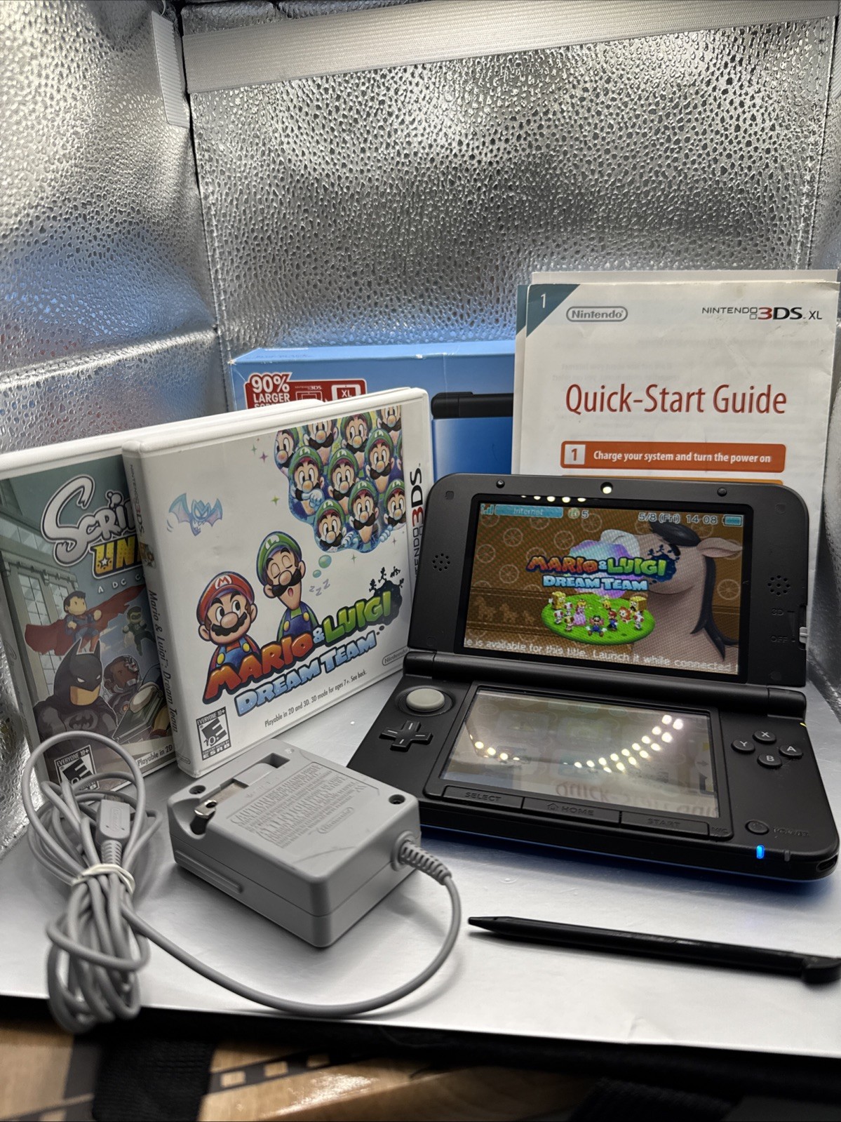 Nintendo 3DS XL Handheld Console SPR-001 Blue/Black USA Complete in Box +2 games