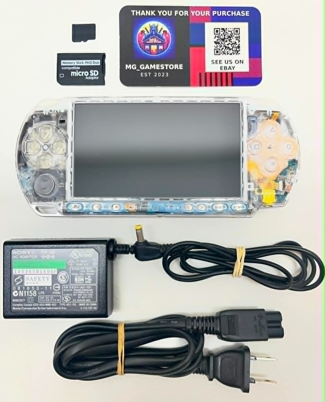 PSP3000 Crystal Clear / IPS Screen / Battery/ Sony Charger / Region Free / 32GB
