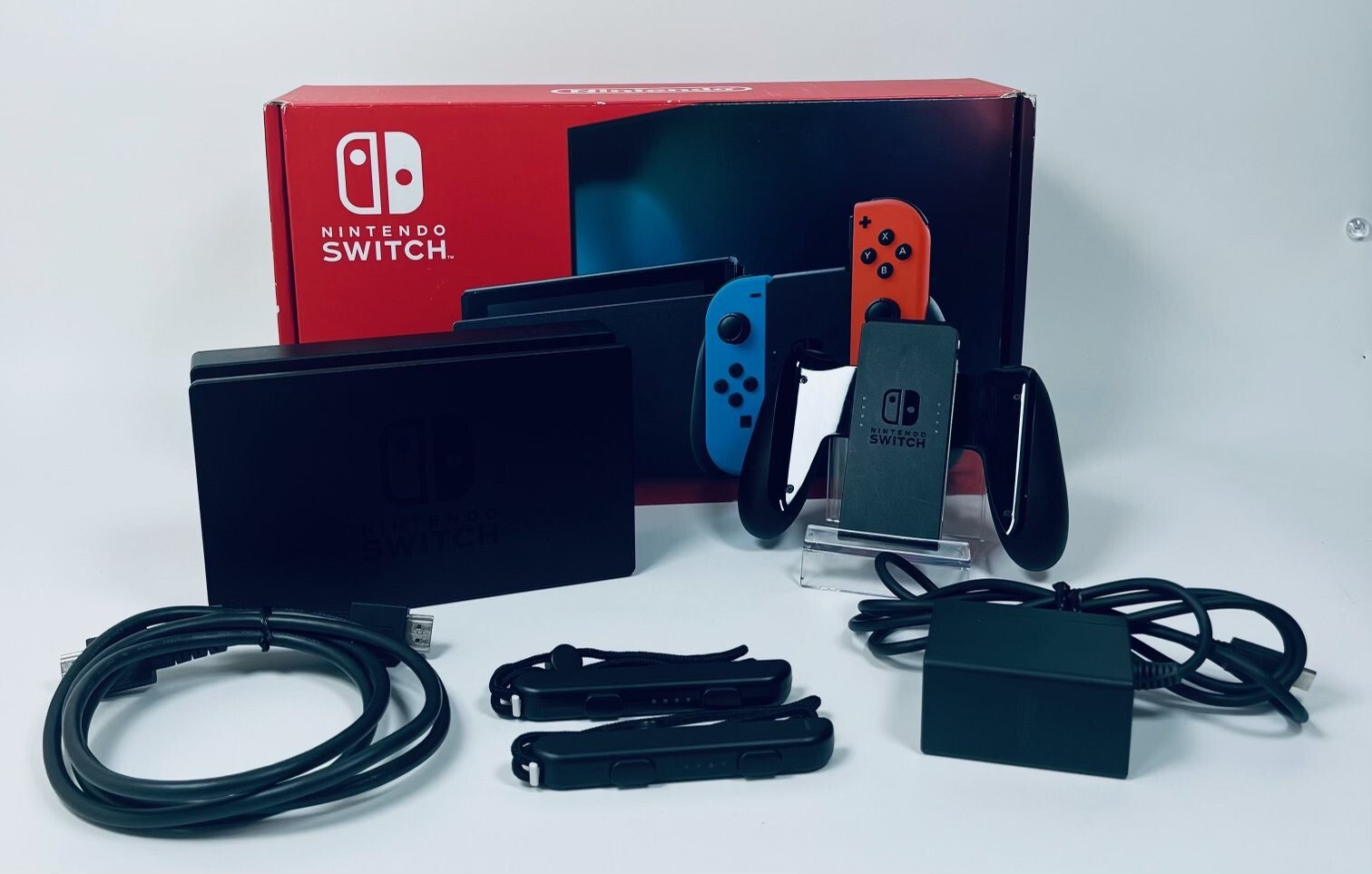 Nintendo Switch Console Neon Blue/Red Joy-Con Set Boxed Excellent Condition Test