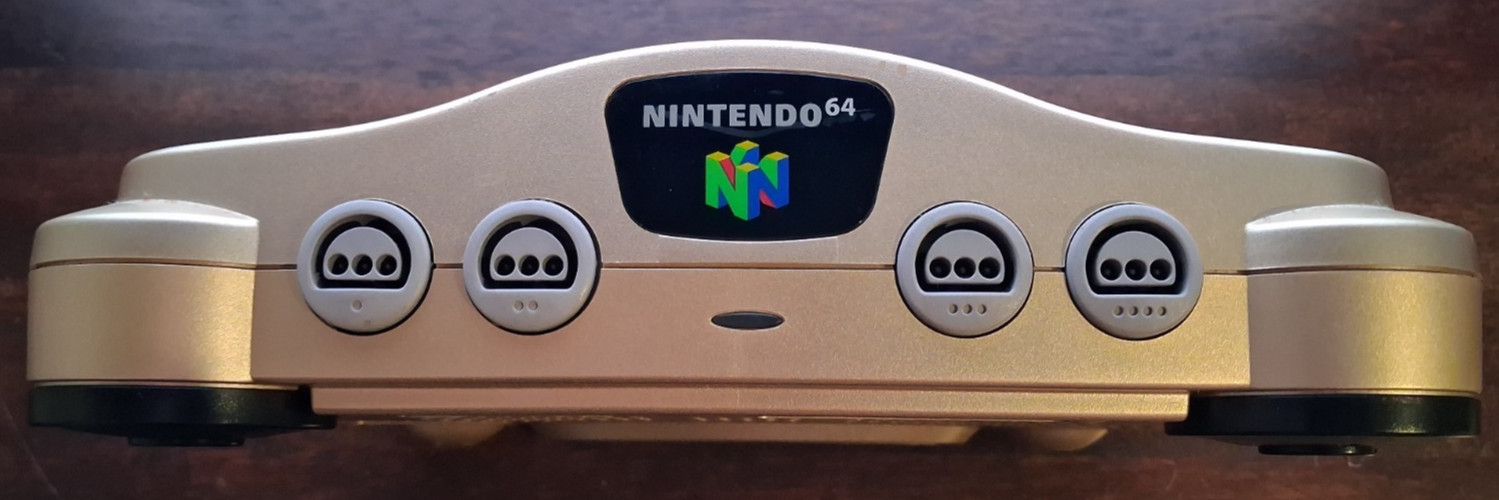 Nintendo 64 Gold Console, 2 Controllers, Game. Plays US games. JP system N64