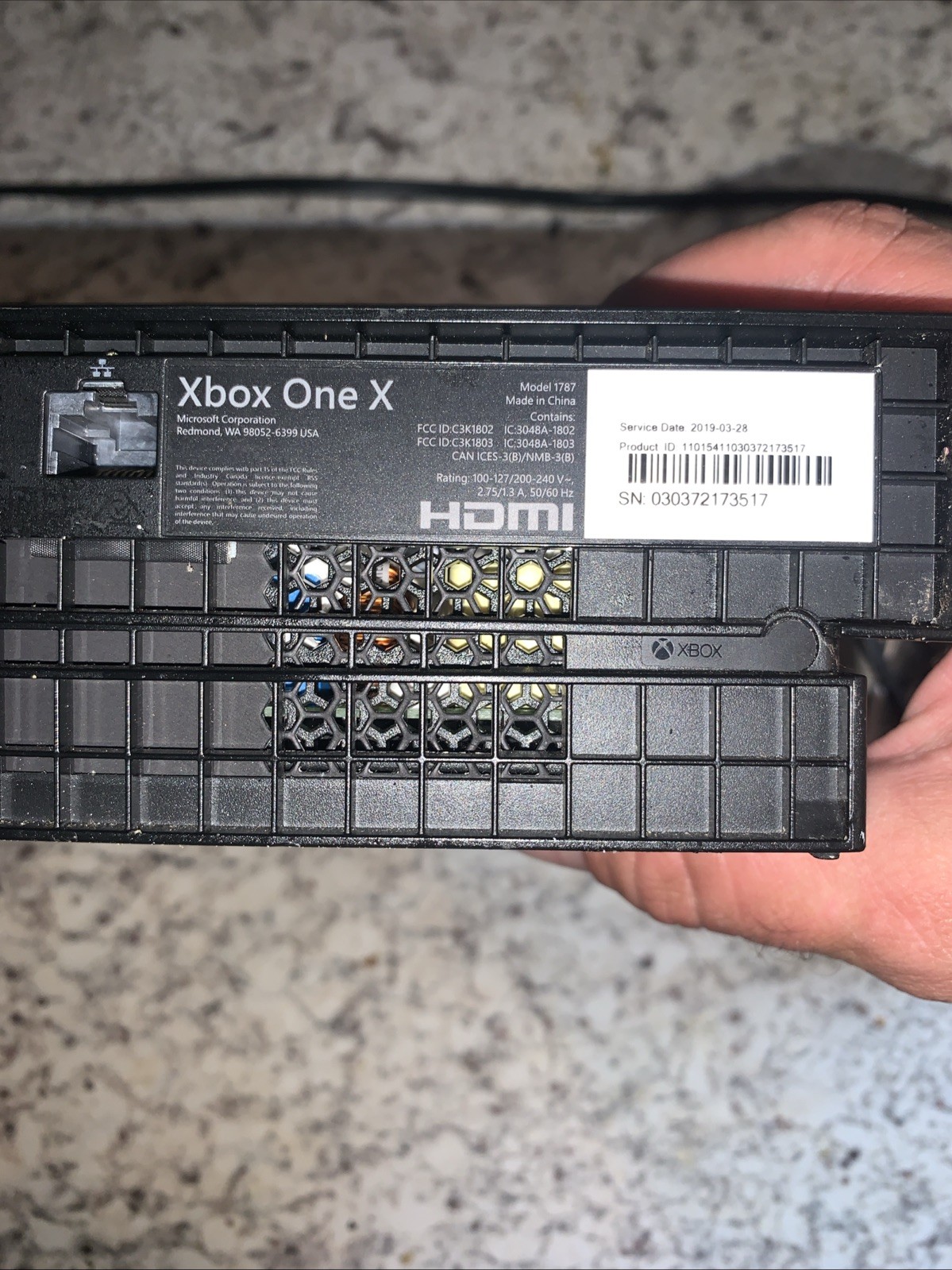 Microsoft Xbox One X (1787) 1TB Black Console Wired Controller, Power Cord Works
