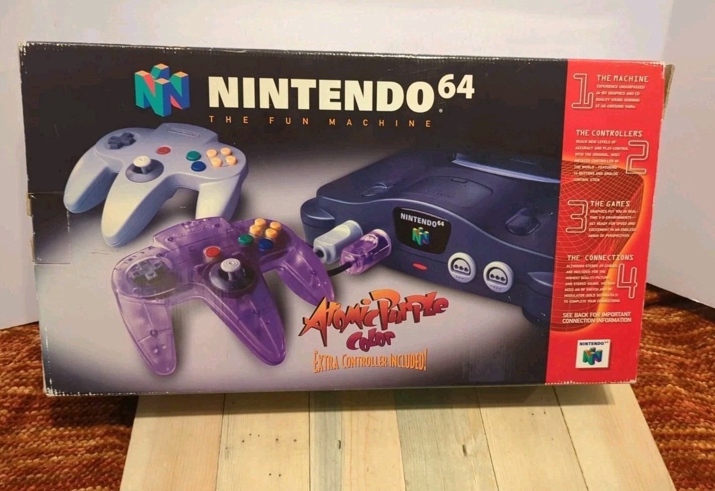 Nintendo 64 Console Atomic Purple Controller Bundle in Box NUS 001, Works
