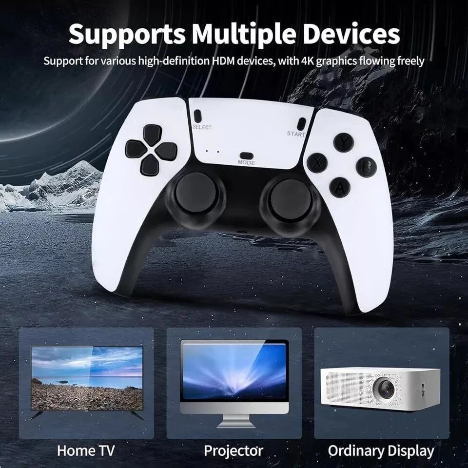 4K HDMI TV Game Stick Built-in 64GB 30000+ Video Games Console Wireless Gamepad