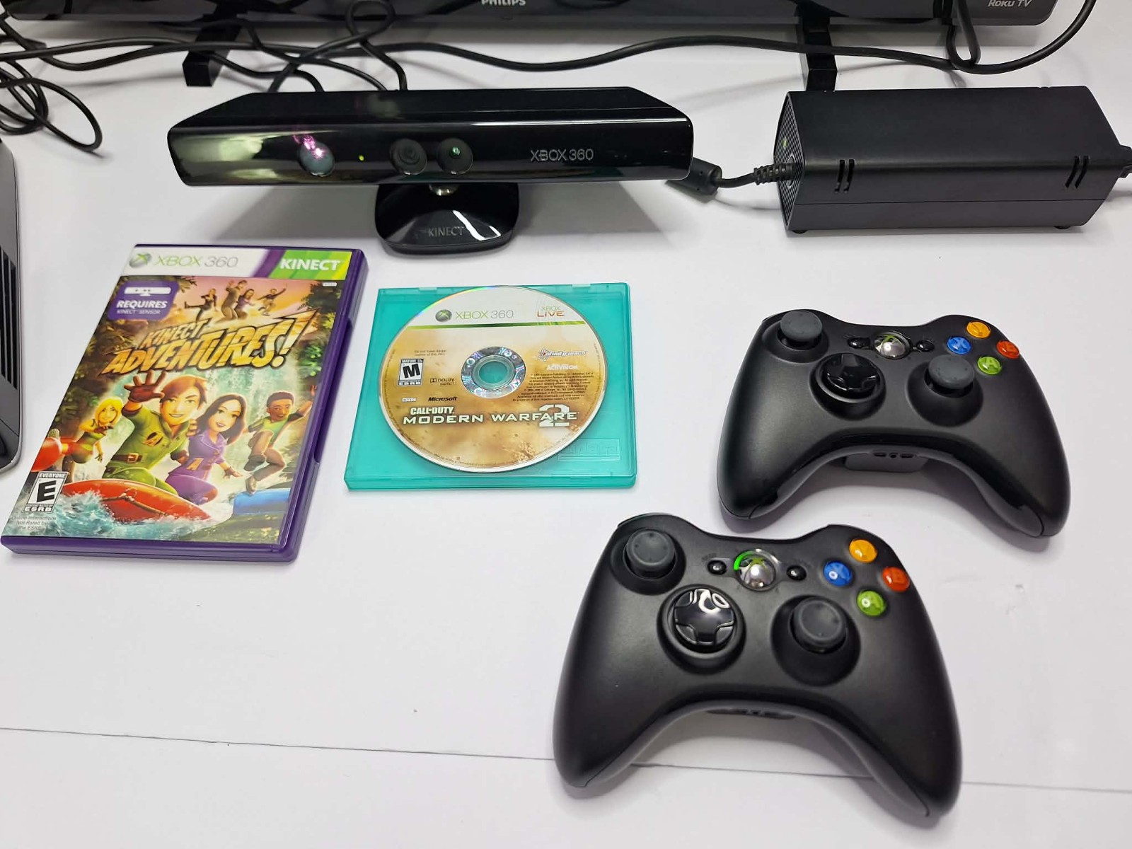 Xbox 360 S – Matte Black Model 1439 W/ 250g HD Controller Power And Games