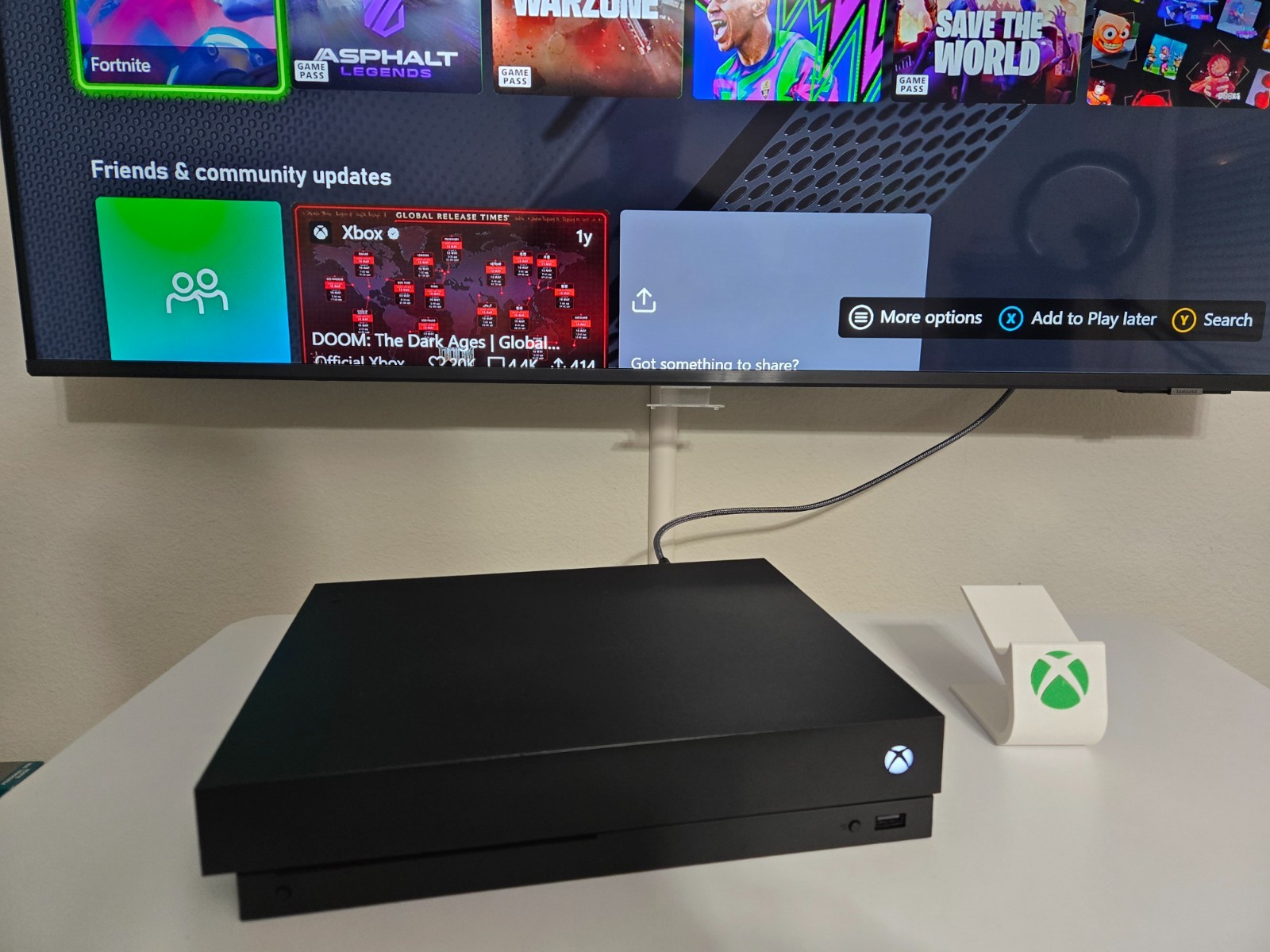 Microsoft Xbox One X 1TB Console Gaming System With Controller and free stand