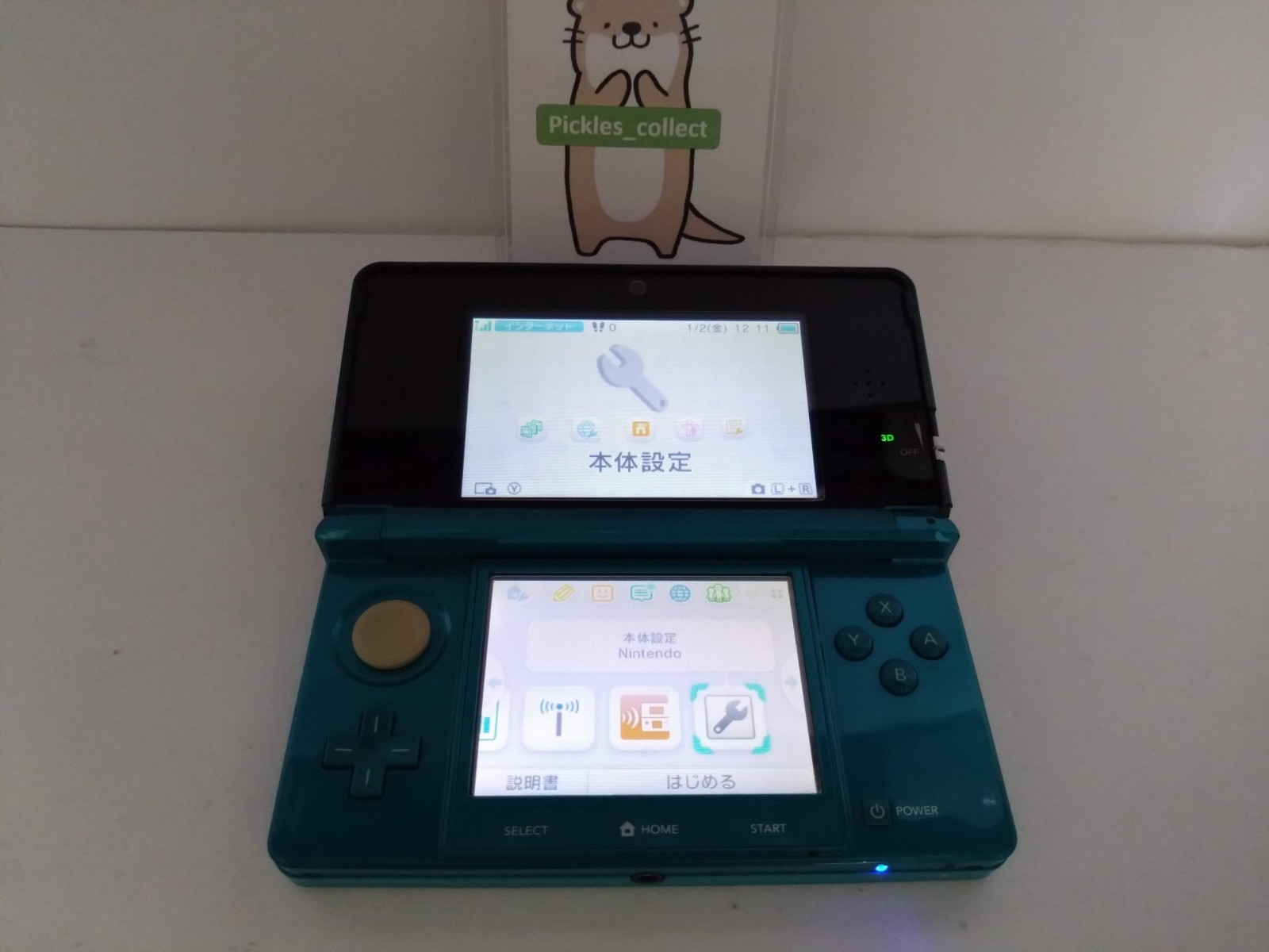 3DS Aqua Blue CTR-001 w/Charger 4GB Language Japanese Tested Nintendo 0525C