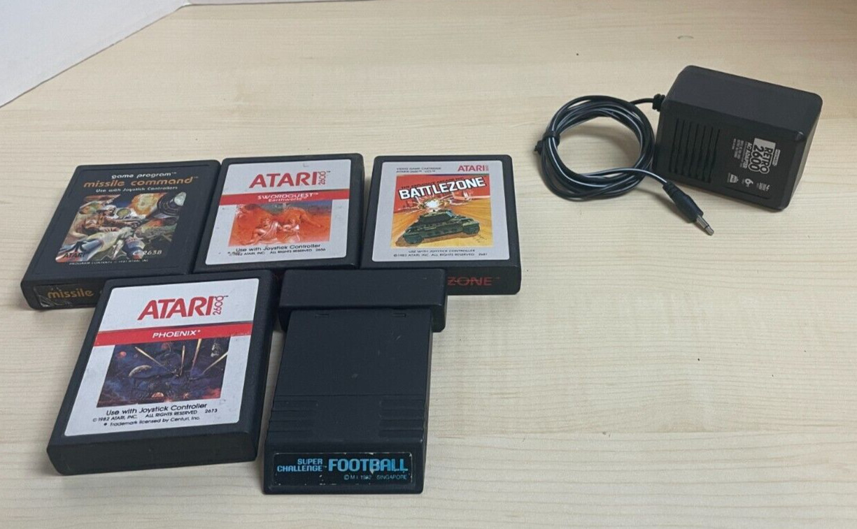 Atari 2600 4 Switch Vader Console with 2 joysticks and 5 games