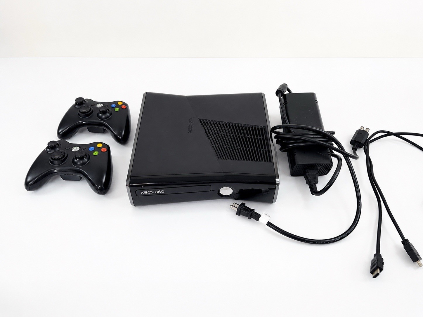 Microsoft Xbox 360 S 250GB Black w/ 2 Wireless Controllers