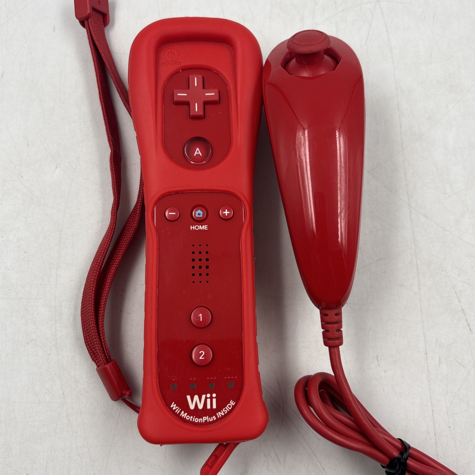 Nintendo Red Wii Mini W/Hookups, 1 Controller, Nunchuck, Sensor & 3 Games Tested