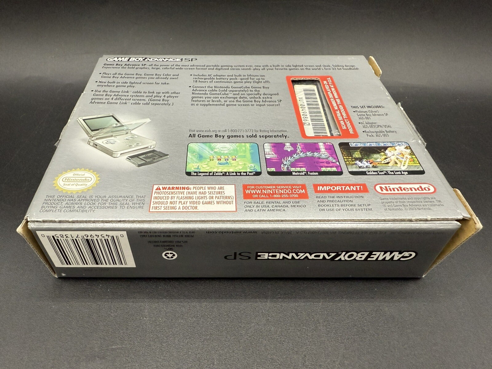 Nintendo Game Boy Advance SP Silver AGS-001 CIB GBA Complete NM MINTY ALL ORG