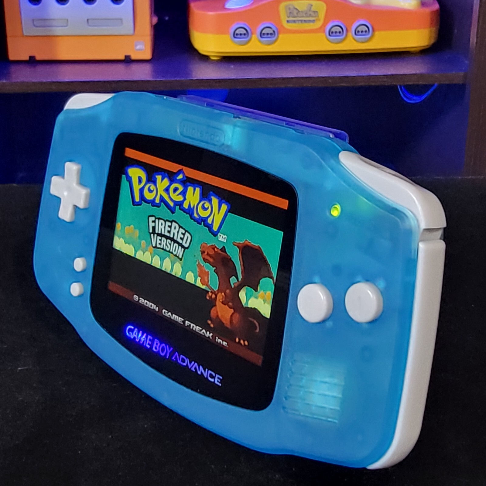 Clear Blue Game Boy Advance GBA iPS LCD USB-C 1800 mAh Rechargeable Battery