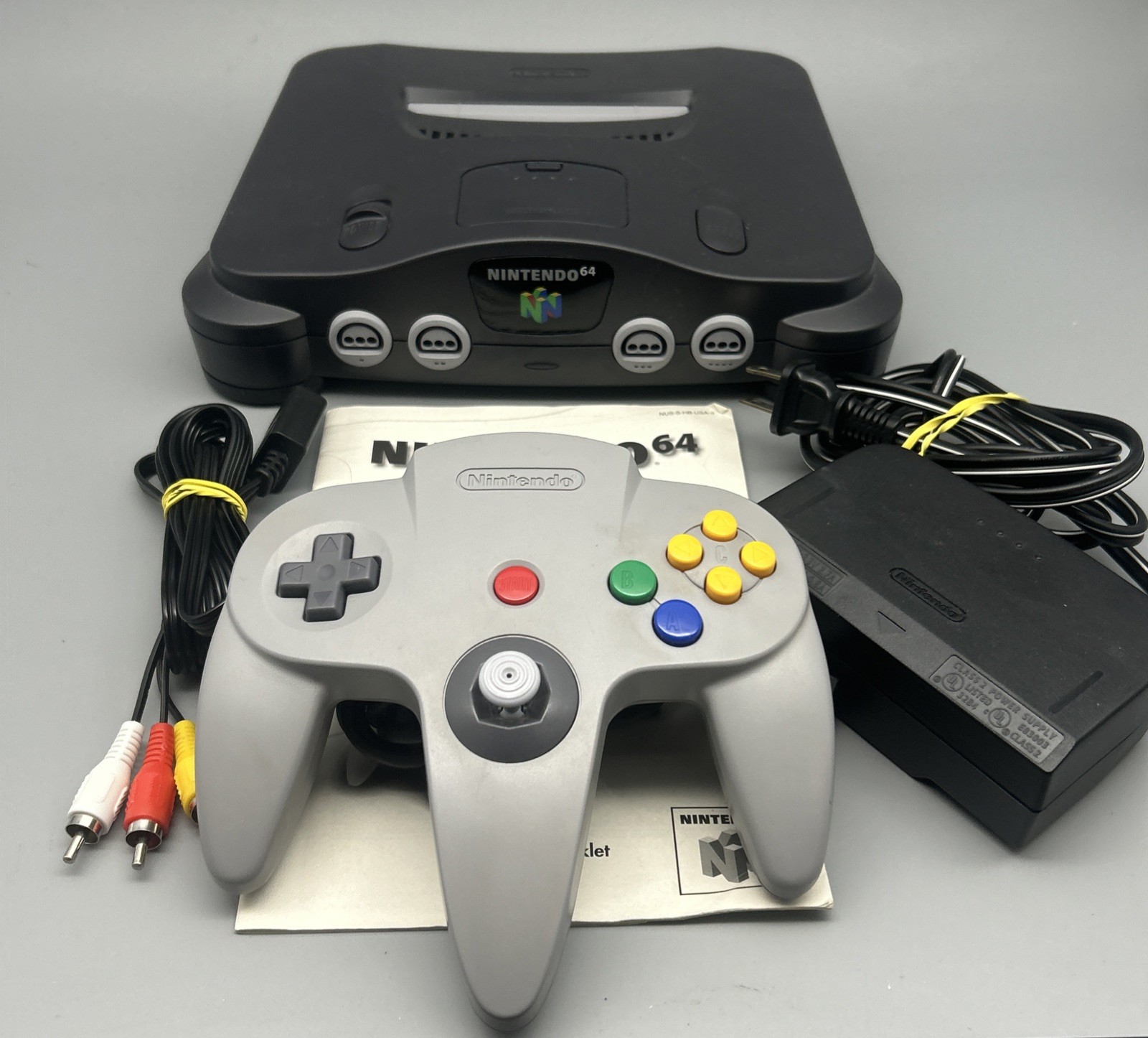 Nintendo 64 N64 System Console Gray Official Controller, Cables – Tested