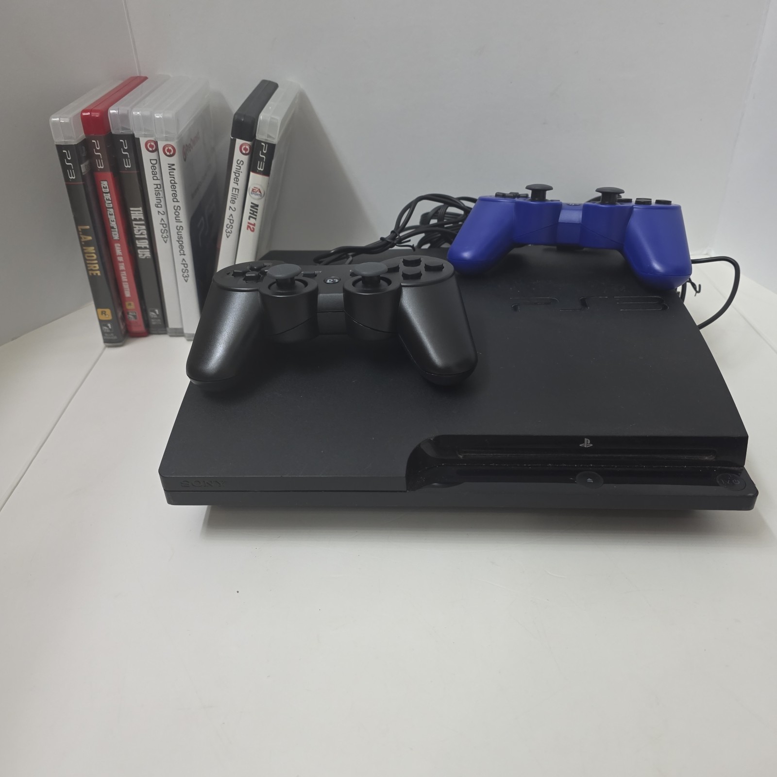 Sony PlayStation 3 PS3 Slim 320GB Console Bundle CECH-3001B Tested + 7 Games