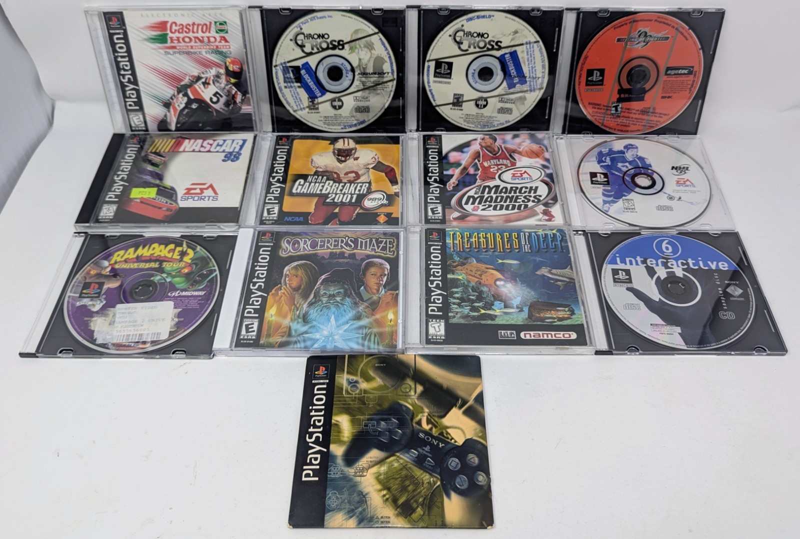 Sony PlayStation 1 Console Bundle w/ 10 Games – Chrono Cross, KoF ’99, Tested!